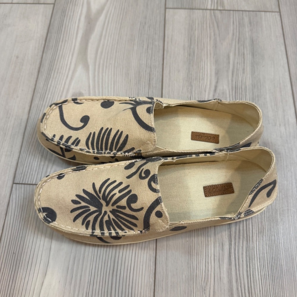 OluKai Nohea Canvas Print Loafers Womens 11 Deep Sea Swell Slip On Shoes 20220 - Picture 2 of 11